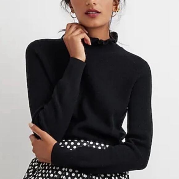 J. Crew Merino Blend Ruffle High Neck Knit Sweater - Picture 1 of 8